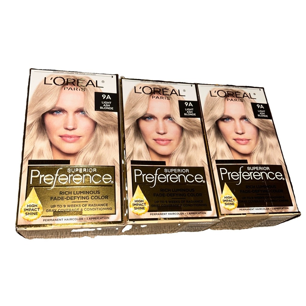 L'OREAL Set of 3 Preference Paris Light Ash Blonde 9A - Fade Defying Hair Color